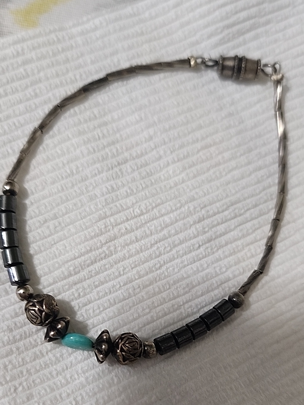 Sterling Silver-Tone Hematite & Turquoise Accent Women's Bracelet